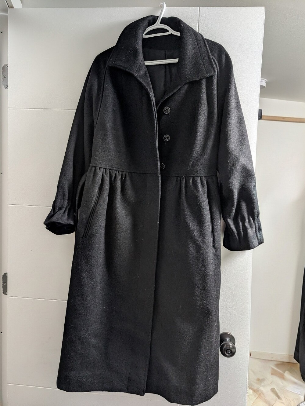 Vintage Jacob Crowley Black Wool Babydoll Swing Coat Made in Canada